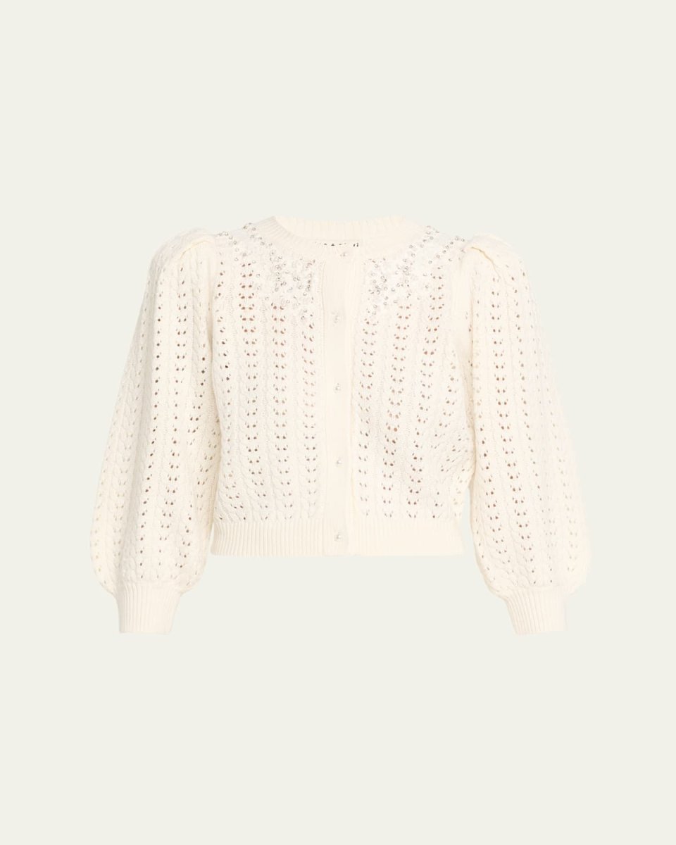 Doris Embellished Puff-Sleeve Cardigan